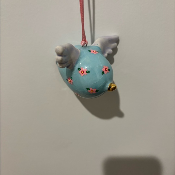 Vintage Whimsical Ceramic Flying Pig Necklace - Picture 2 of 6